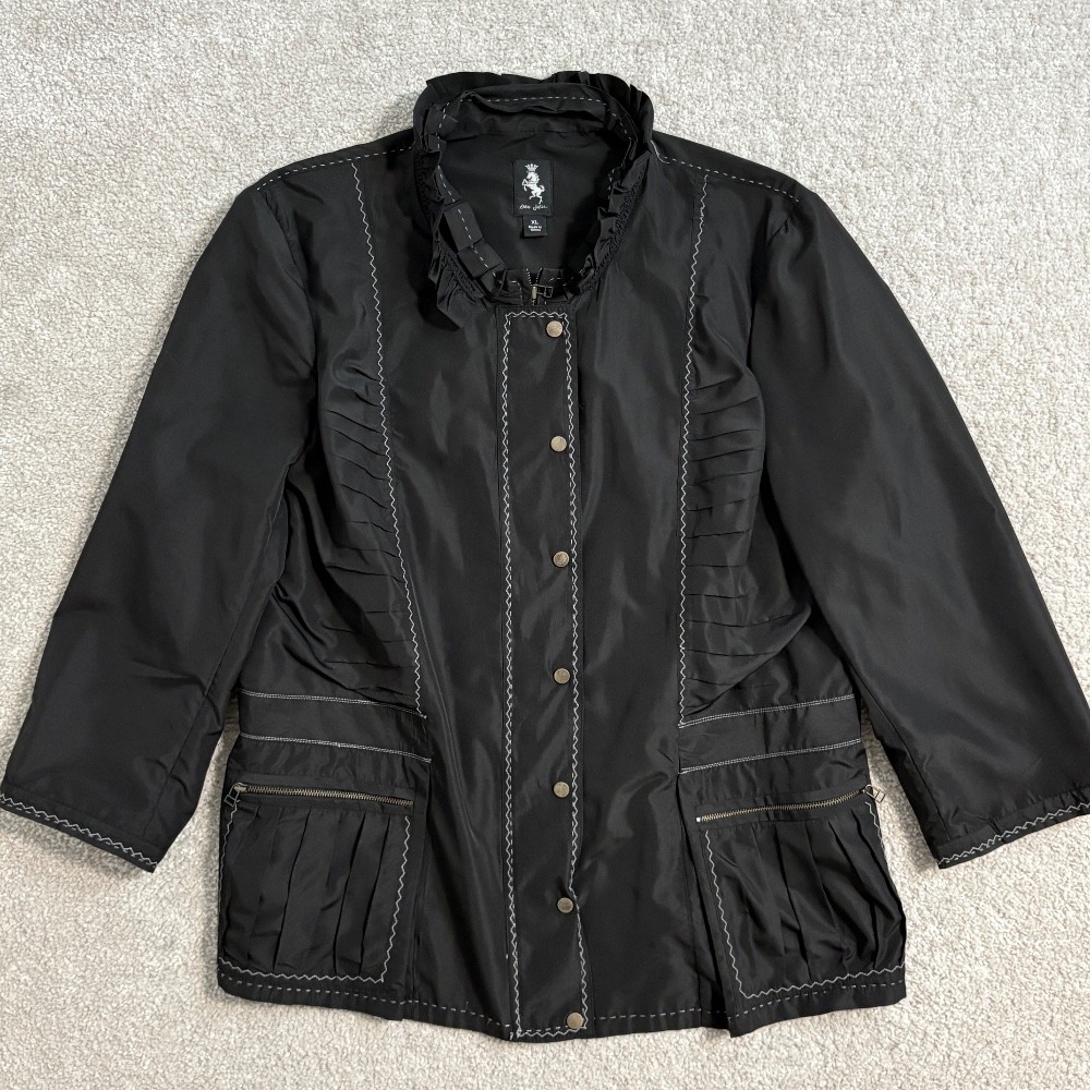 Très‎ Jolie Black Ruffle Collar Women's Jacket Lightweight Coatigan XL